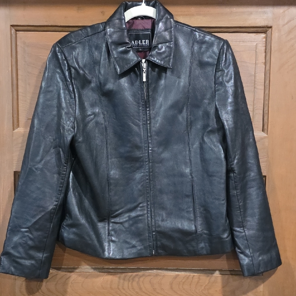 ADLER Classic Black Leather Zip Jacket